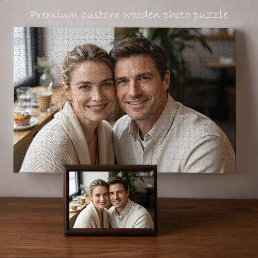 Custom Photo Puzzle - Personalized Wooden Jigsaw Puzzle from Your Picture - Unique Gift for Couples, Anniversary, Family, Birthday