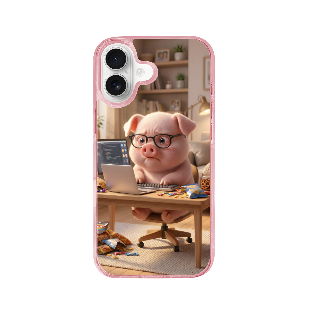 The Overworked Night-Shift Pig Phone Case for iPhone 17
