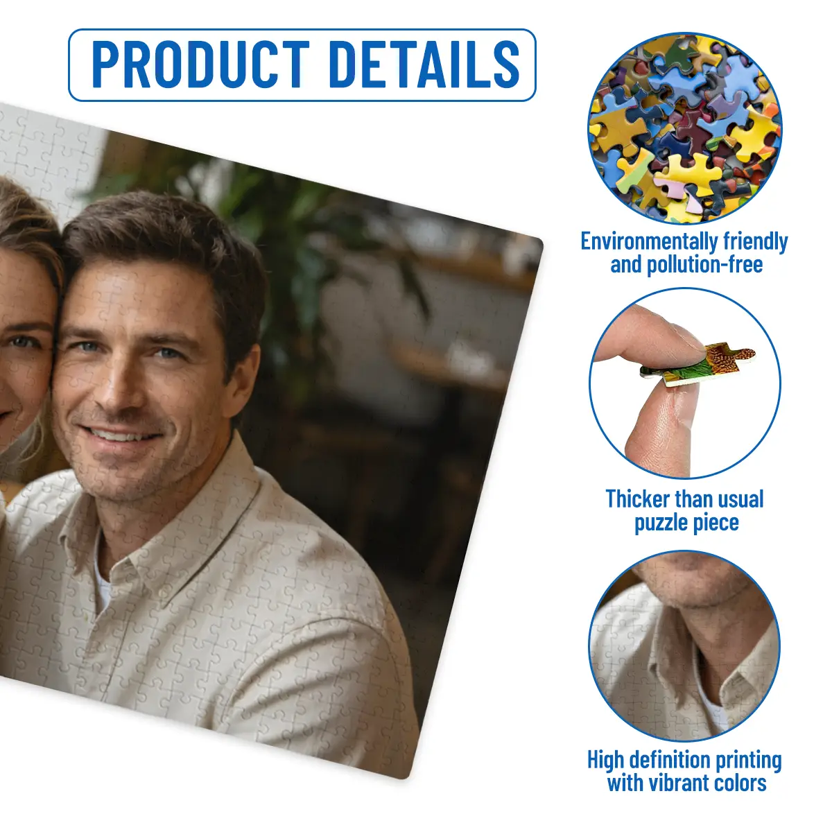 Custom Photo Puzzle - Personalized Wooden Jigsaw Puzzle from Your Picture - Unique Gift for Couples, Anniversary, Family, Birthday